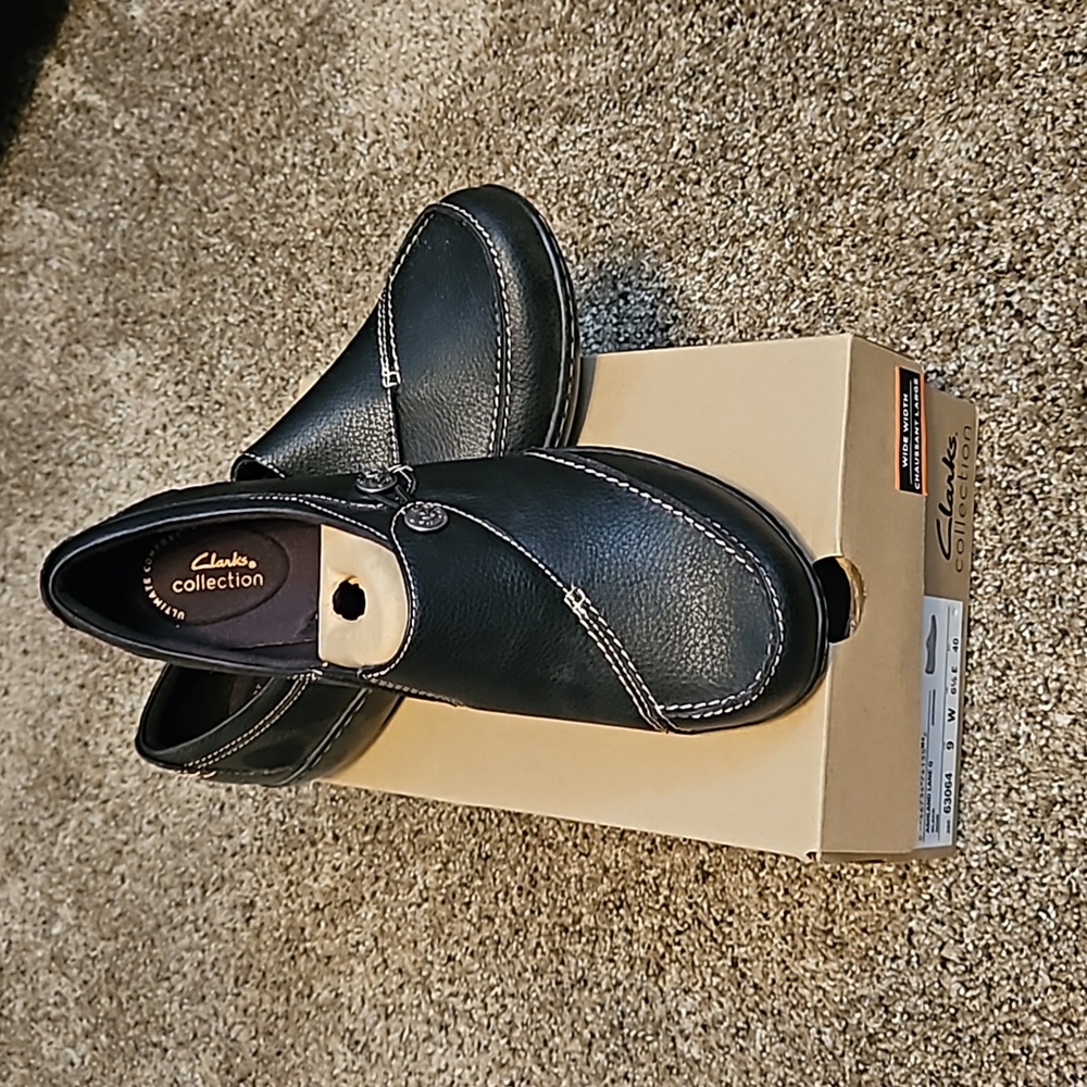 Clarks Ashland Lane Slip On Shoes Black Size 9